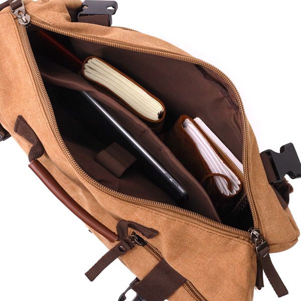 Сучасний рюкзак-трансформер у стилі мілітарі із щільного текстилю Vintage 22160 Коричневий 56796 фото