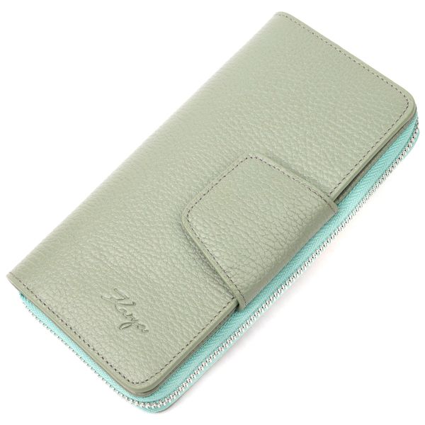 Незвичайний вертикальний жіночий гаманець із натуральної шкіри KARYA 21156 Сіро-блакитний 21156 фото
