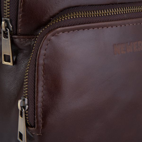 Коньячна шкіряна сумка слінг Newery N41719GX N41719GX фото