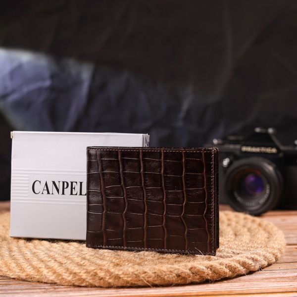 Небольшое мужское портмоне из натуральной фактурной кожи CANPELLINI 21522 Коричневое 21522 фото