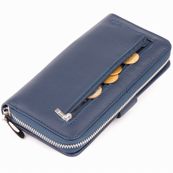 Вертикальний місткий гаманець зі шкіри унісекс ST Leather 19301 Синій 19301 фото