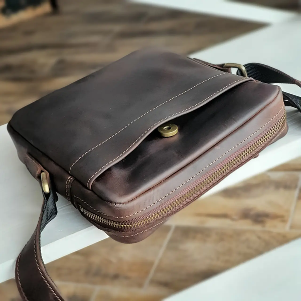 Мужская кожаная сумка кросс боди SGE B2K 001 brown коричневая B2K 001 brown фото