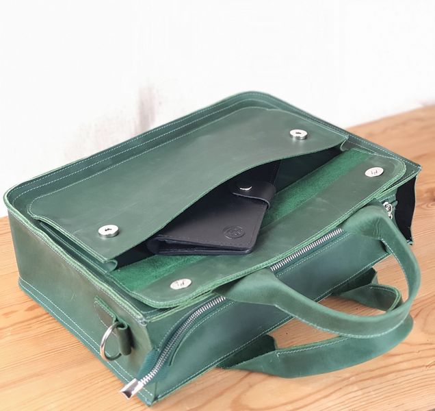 Женская кожаная деловая сумка SGE WA4 002 green зелена WA4 002 green фото