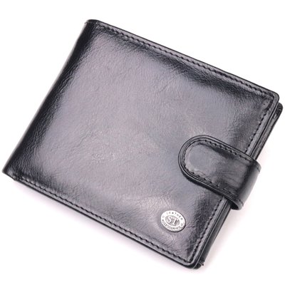 Классический мужской бумажник среднего размера из натуральной кожи ST Leather 19412 Черный 19412 фото