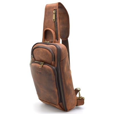 Кожаный рюкзак слінг на одно плечо TARWA RY-0910-4lx коньячный цвет RY-0910-4lx фото