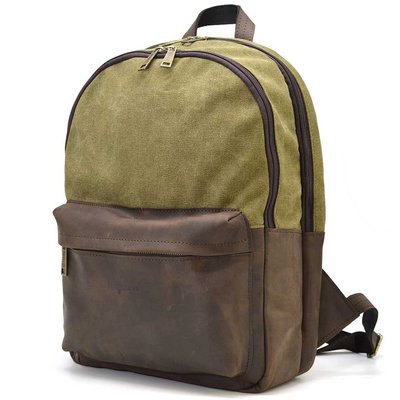 Мужcкой рюкзак кожа и канвас хакки для ноутбука TARWA RHc-7273-3md RHc-7273-3md фото