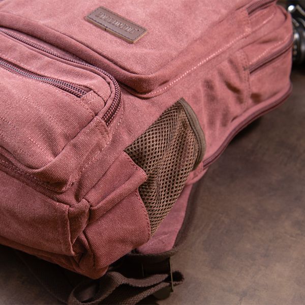 Рюкзак текстильний дорожній унісекс на два відділення Vintage 20615 Малиновий 48990 фото