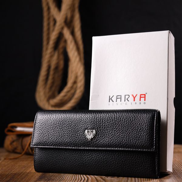 Стильний жіночий гаманець із натуральної зернистої шкіри KARYA 21007 Чорний 21007 фото