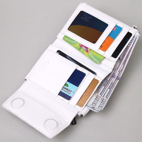Компактний гаманець із монетницею на блискавці з натуральної шкіри KARYA 21383 Білий 21383 фото