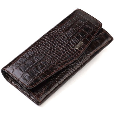 Модний гаманець для жінок з натуральної фактурної шкіри з тисненням під крокодила CANPELLINI 21726 Коричневий 21726 фото