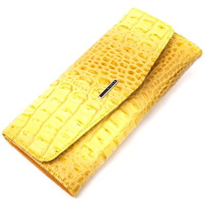 Горизонтальний жіночий гаманець із клапаном із фактурної шкіри під крокодила KARYA 21108 Жовтий 21108 фото