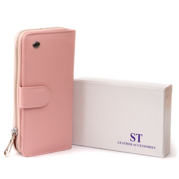 Вертикальний місткий гаманець зі шкіри жіночий ST Leather 19303 Рожевий 19303 фото