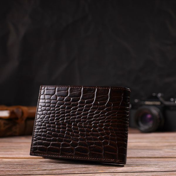 Модний гаманець для чоловіків з натуральної шкіри з тисненням під крокодила CANPELLINI 21926 Коричневий 21926 фото