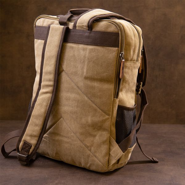 Рюкзак текстильний дорожній унісекс на два відділення Vintage 20616 Бежевий 48991 фото