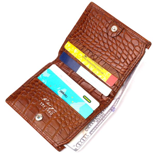 Надійний чоловічий гаманець із фактурної шкіри під рептилію KARYA 21058 Коричневий 21058 фото
