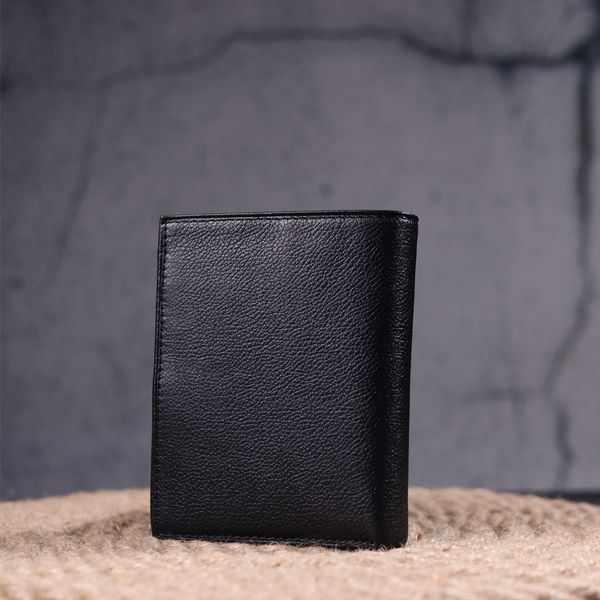 Місткий вертикальний невеликий шкіряний гаманець KARYA 21384 Чорний 21384 фото