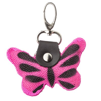 Брелок сувенир бабочка STINGRAY LEATHER 18540 из натуральной кожи морского ската Розовый 18540 фото