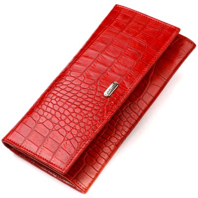 Оригінальний жіночий гаманець з натуральної фактурної шкіри з тисненням під крокодила CANPELLINI 21827 Червоний 21827 фото