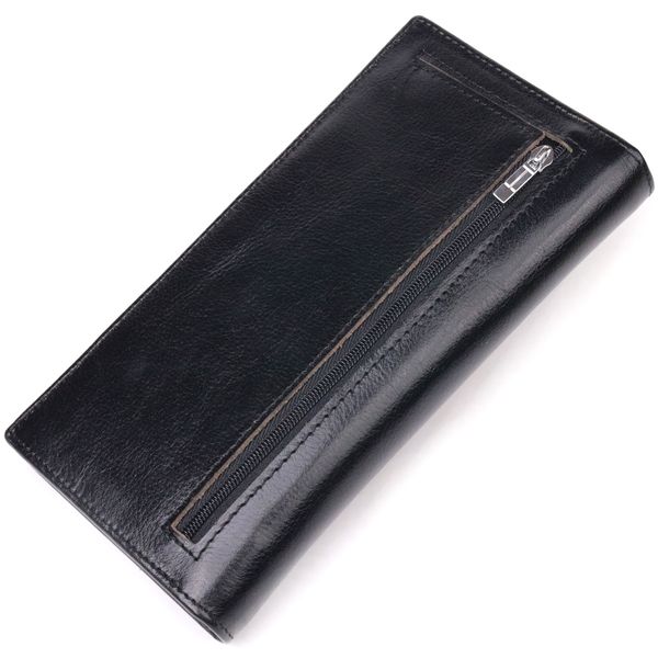 Надежный мужской бумажник из натуральной гладкой кожи в два сложения ST Leather 19414 Черный 19414 фото