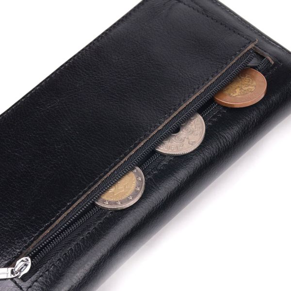 Надежный мужской бумажник из натуральной гладкой кожи в два сложения ST Leather 19414 Черный 19414 фото