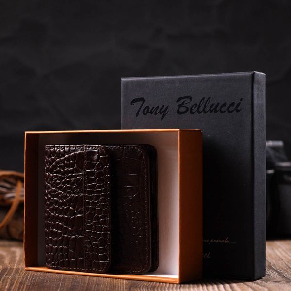 Портмоне з натуральної шкіри з тисненням під крокодила Tony Bellucci 22022 Коричневий 22022 фото