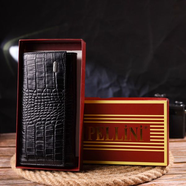 Женский кошелек с монетницей из натуральной фактурной кожи CANPELLINI 21525 Черный 21525 фото