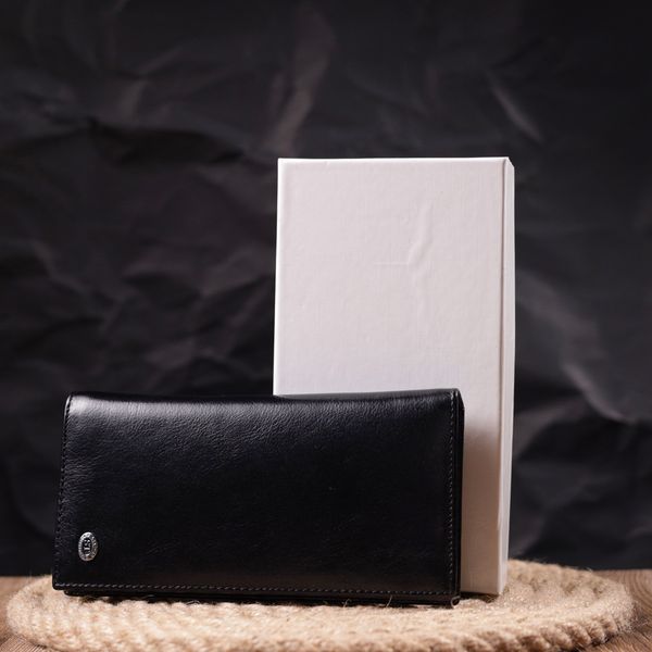 Надійний чоловічий гаманець з натуральної гладкої шкіри в дві додавання ST Leather 19414 Чорний 19414 фото