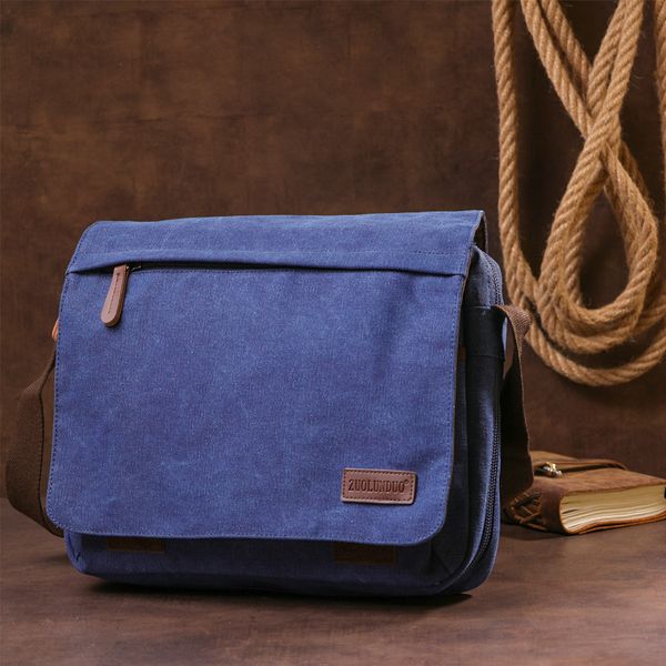 Текстильна сумка для ноутбука 13 дюймів через плече Vintage 20189 Синя 20189 фото