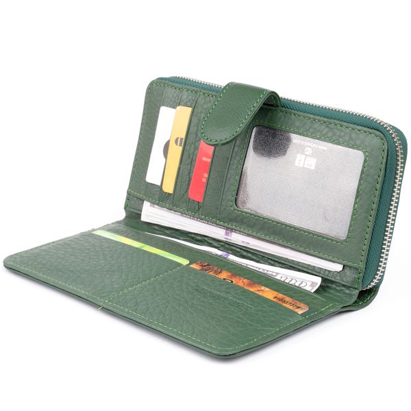 Вертикальний місткий гаманець зі шкіри унісекс ST Leather 19304 Зелений 19304 фото
