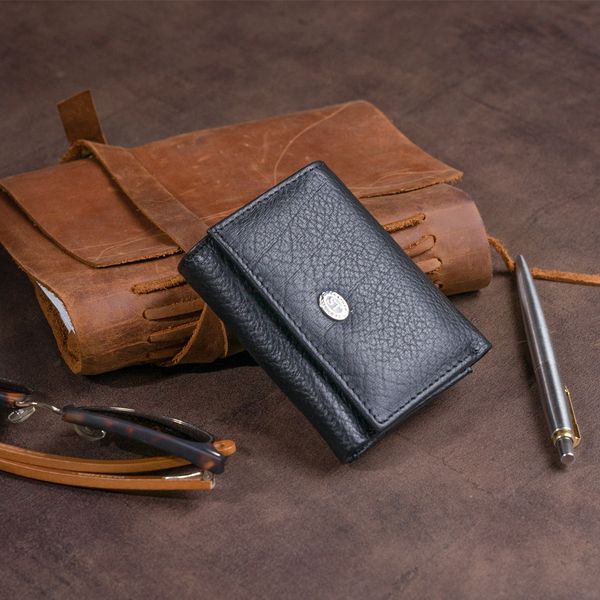 Маленькое портмоне из кожи унисекс ST Leather 19356 Черное 19356 фото