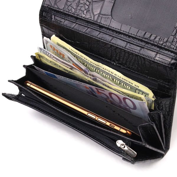 Жіночий гаманець із монетницею з натуральної фактурної шкіри CANPELLINI 21525 Чорний 21525 фото