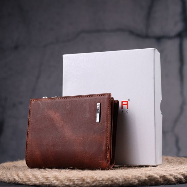 Вертикальний невеликий гаманець із вінтажної шкіри KARYA 21385 Коричневий 21385 фото