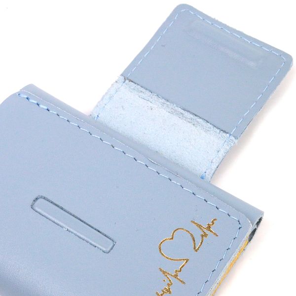 Жіноче шкіряне портмоне в три додавання комбі двох кольорів Серце GRANDE PELLE 16731 Жовто-блакитне 16731 фото