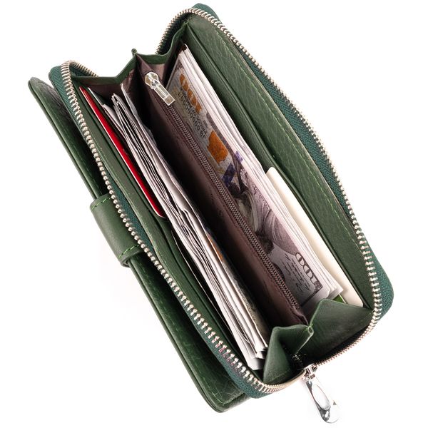 Вертикальний місткий гаманець зі шкіри унісекс ST Leather 19304 Зелений 19304 фото