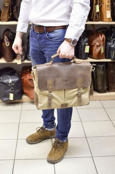 Чоловіча сумка з парусини (canvas) з шкіряними вставками RCs-3960-4lx бренду TARWA RCs-3960-4lx фото