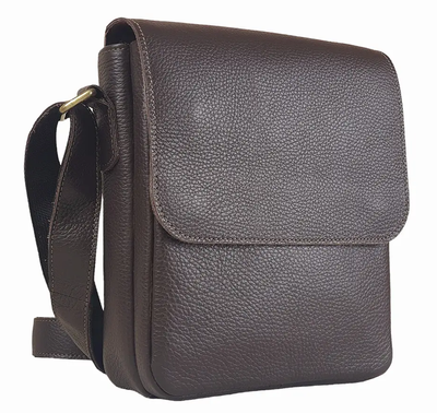 Чоловіча шкіряна сумка на плече на 2 відділа SGE MA 001 brownflotar коричнева MA 001 brownflotar фото