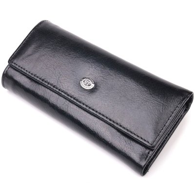 Надійний гаманець-ключниця з натуральної гладкої шкіри ST Leather 19415Чорний 19415 фото