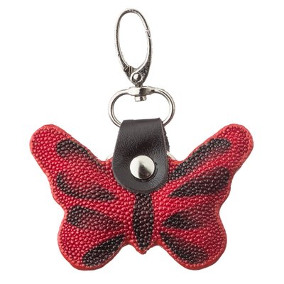 Брелок сувенир бабочка STINGRAY LEATHER 18541 из натуральной кожи морского ската Красный 18541 фото