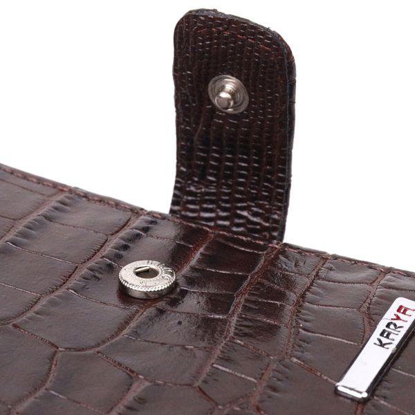 Компактний чоловічий гаманець із натуральної шкіри з тисненням під крокодила KARYA 21386 Коричневий 21386 фото