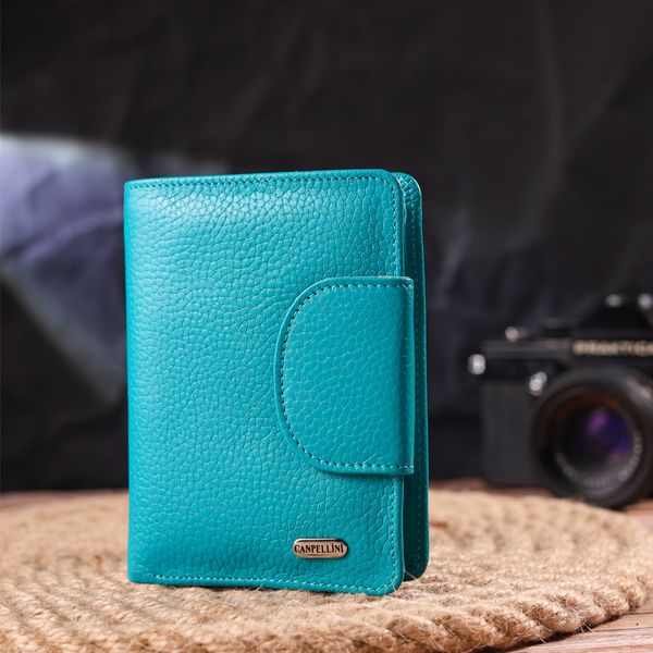 Яскравий вертикальний гаманець із натуральної шкіри CANPELLINI 21678 Бірюзовий 21678 фото