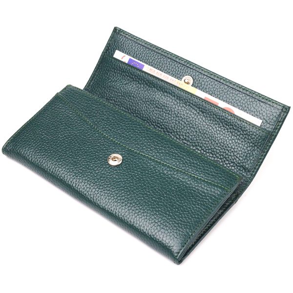 Жіночий практичний гаманець із натуральної зернистої шкіри CANPELLINI 21628 Зелений 21628 фото