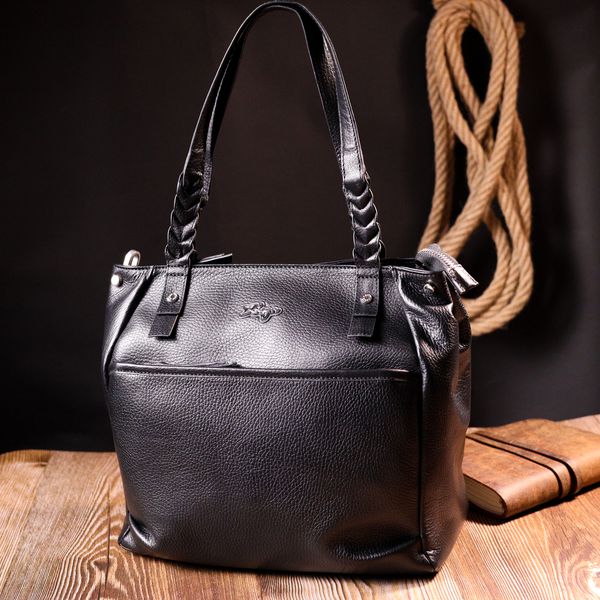 Вместительная женская сумка с ручками KARYA 20860 кожаная Черный 20860 фото
