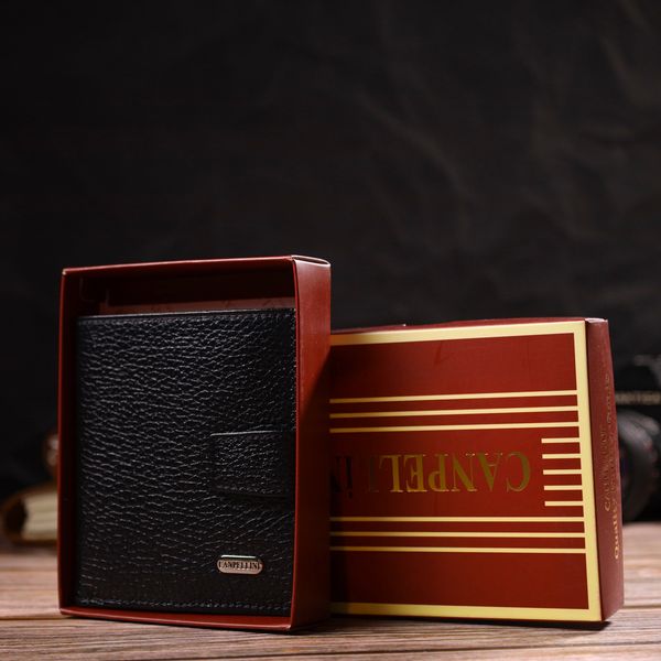 Стильний чоловічий гаманець у комбінації двох кольорів із натуральної зернистої шкіри CANPELLINI 21728 Чорний 21728 фото