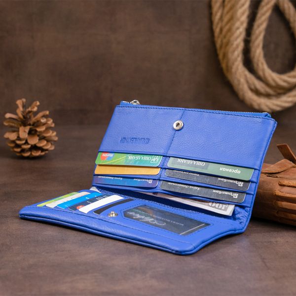 Вертикальний гаманець на кнопці унісекс ST Leather 19205 Синій 19205 фото