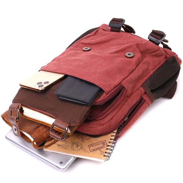 Стильний текстильний рюкзак з ущільненою спинкою та відділенням для планшета Vintage 22170 Бордовий 56806 фото