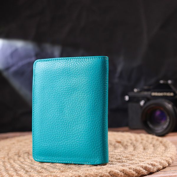 Яскравий вертикальний гаманець із натуральної шкіри CANPELLINI 21678 Бірюзовий 21678 фото