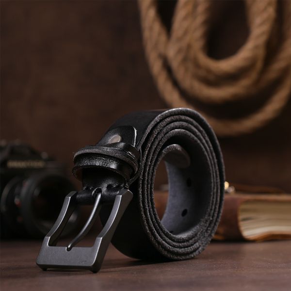 Ремінь з масивною пряжкою Vintage 20127 Чорний 20127 фото