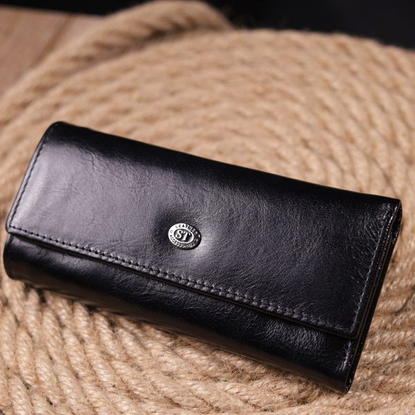Надійний гаманець-ключниця з натуральної гладкої шкіри ST Leather 19415Чорний 19415 фото