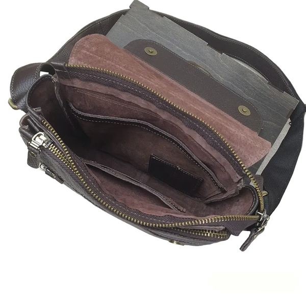 Чоловіча шкіряна сумка на плече на 2 відділа SGE MA 001 brownflotar коричнева MA 001 brownflotar фото