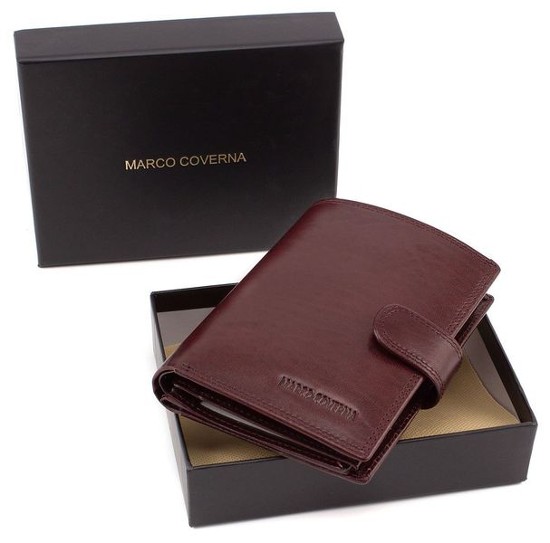Чоловічий шкіряний портмоне з відділенням під паспорт коньячного кольору Marco Coverna BK003-808 wine red BK003-808 wine red фото